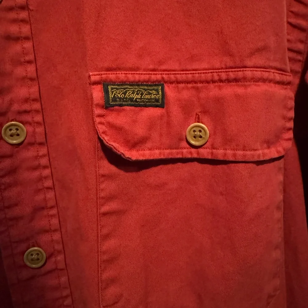Vintage Polo Ralph Lauren Red Button-Up Shirt Chest Tag Workwear Style
